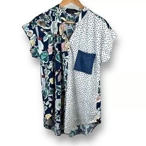 Floral and Polka Dot Patchwork Shirt